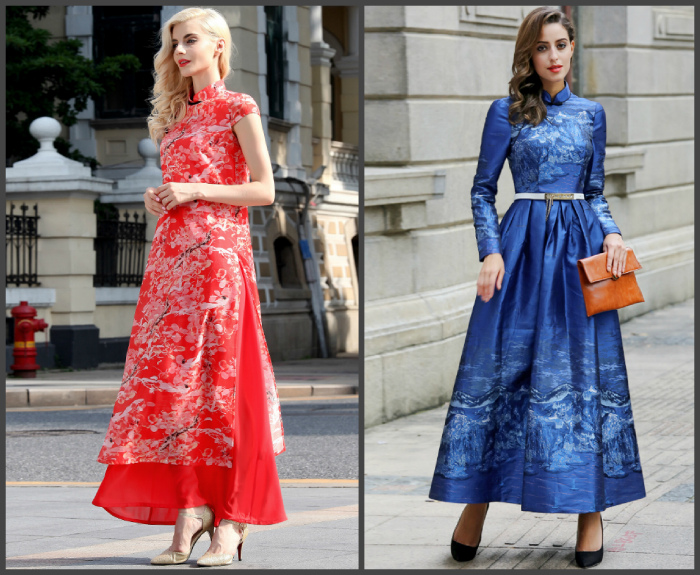платье в китайском стиле уличная мода