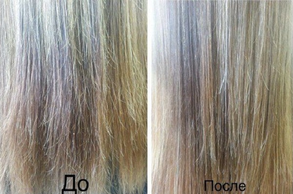 Полировка волос - результат до и после процедуры