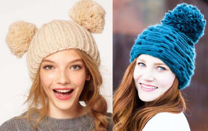 зимние женские шапки с помпоном