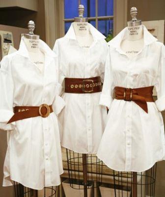 Белые длинные рубашки с поясом